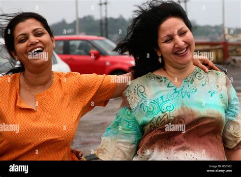 Two Indian Women Laughing In Andaman Islandindia Stock Photo Alamy