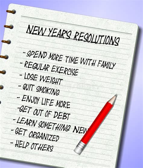 New Years Resolutions List Stock Illustration Illustration Of