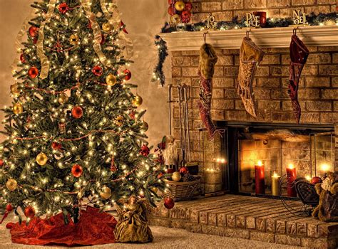 Tree Fire Christmas Holiday Candles Toys Stockings Hd