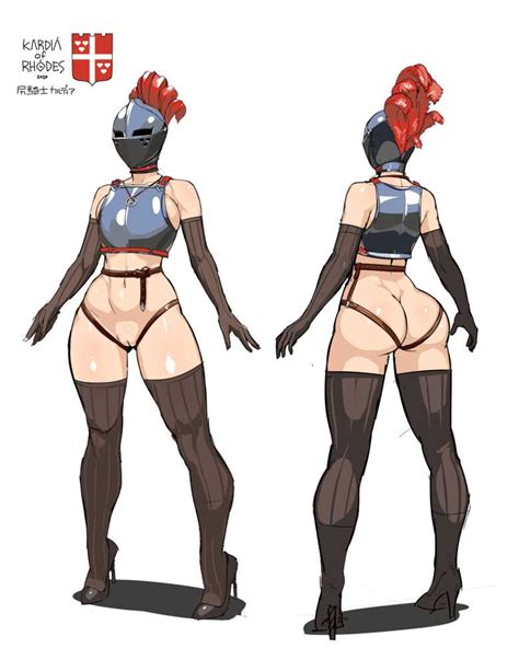 nisetanaka kardia original 1girl armor ass bare hips bare shoulders belt boots
