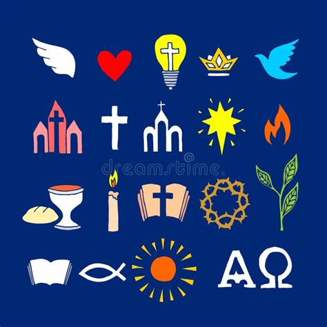 Christian Symbols And Icons Drawn By Hand Biblical Vector Illustration