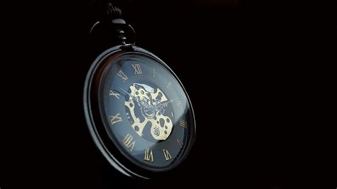 Hd Wallpaper Black Pocket Watch With Black Background Clock Time
