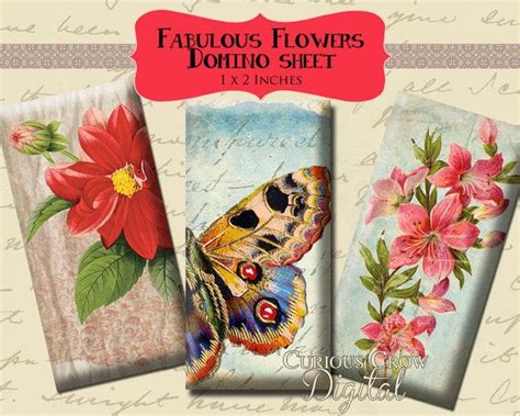 Fabulous Flowers Domino Digital Collage Sheet 1 X 2 Inches Etsy