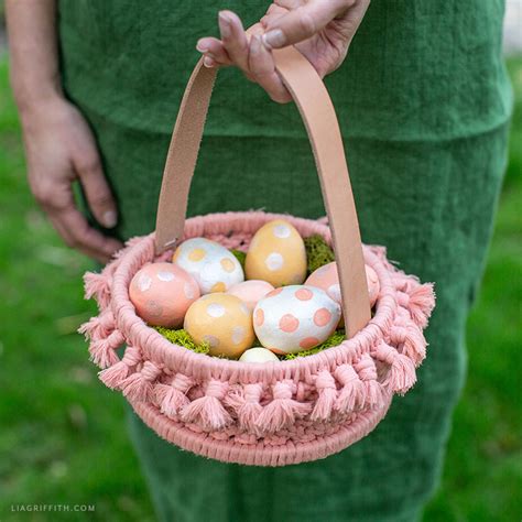 Diy Macrame Easter Basket With Painted Eggs Lia Griffith