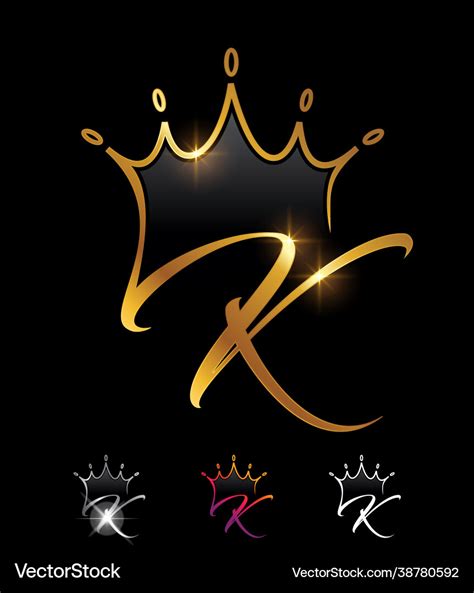 Golden Monogram Crown Initial Letter K Royalty Free Vector