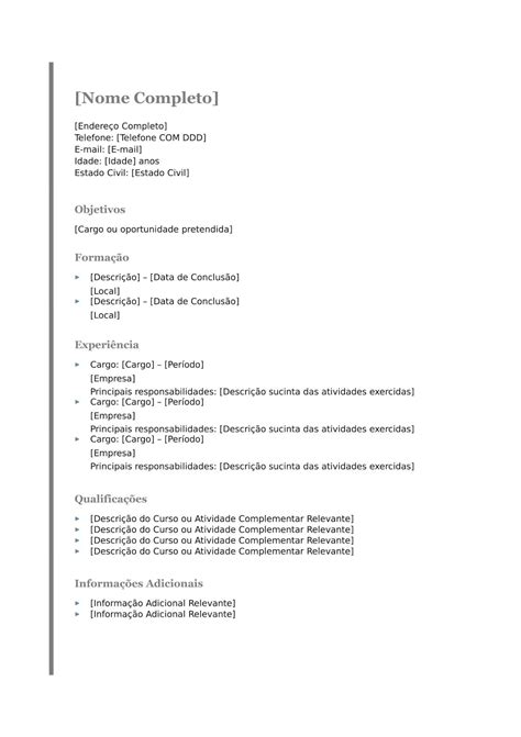 Modelo De Curriculo 5 Curriculo Para Preencher No Word Baixar Images