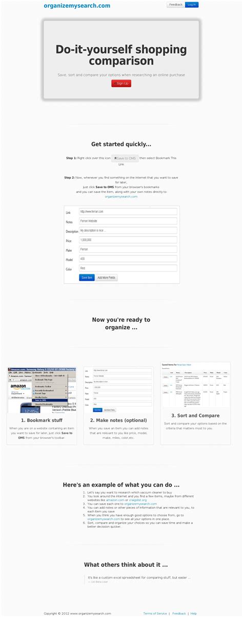 organizemysearch.com - Do-it-yourself shopping comparison