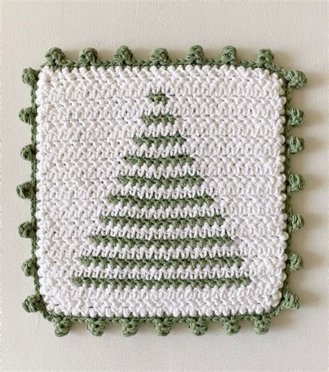 Crochet Tree Stripe Hot Pad With Dot Border Daisy Farm Crafts