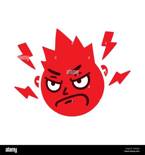 Round Abstract Face With Angry Emotion Mad Emoji Avatar Portrait Of A