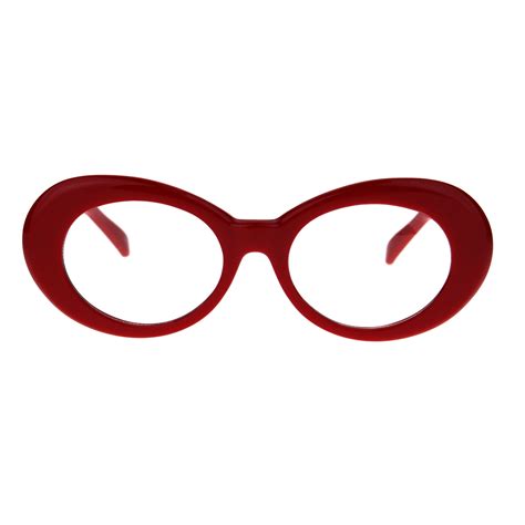Womens Oval Round Plastic Retro Vintage 20s Mod Eye Glasses Red