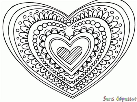 Une activité idéale pour exercer sa créativité, sa concentration, mais aussi se détendre ! Coloriage Coeur Mandala - Sans Dépasser