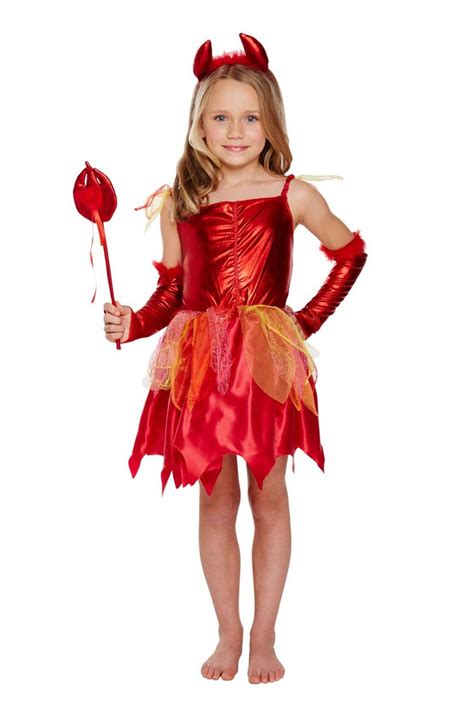 Cute Devil Girls Fancy Dress Halloween Kids Childs Trick Or Treat Party