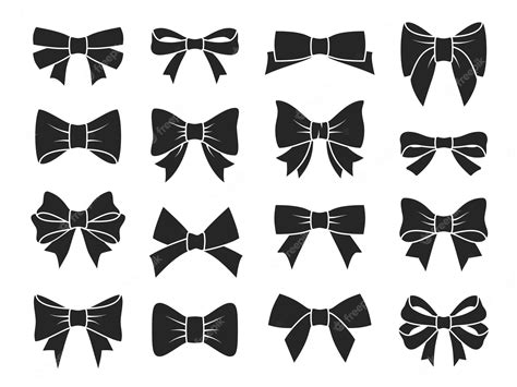 Premium Vector T Bow Icons Decorative Black Bows Silhouettes