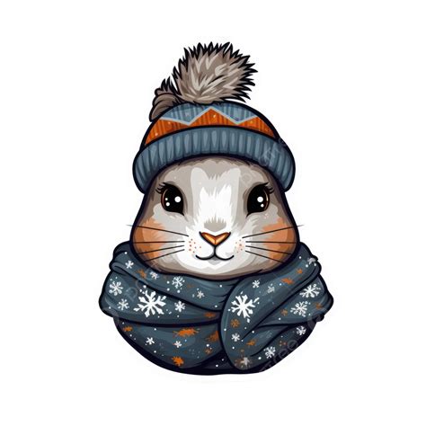 Festive Snowshoe Hare Christmas Winter Sticker Clipart Christmas