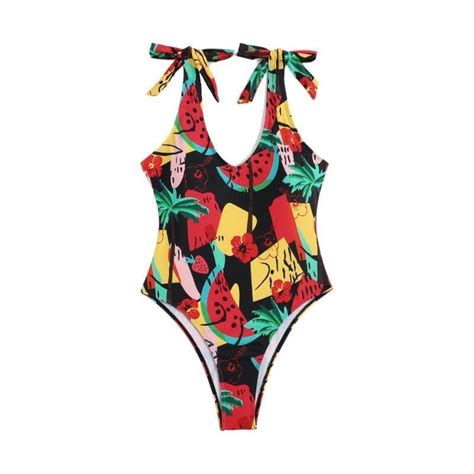 Women One Piece Swimsuits Print Swimwear High Cut Monokini Bathing Suits Bikini Ebay