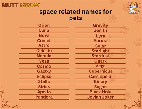 Space Related Names For Pets Mutt Meow