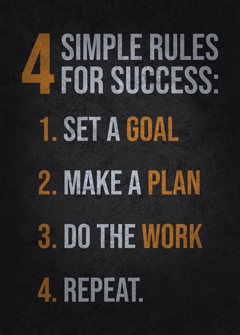 4 Simple Rules For Success Poster Picture Metal Print Paint By
