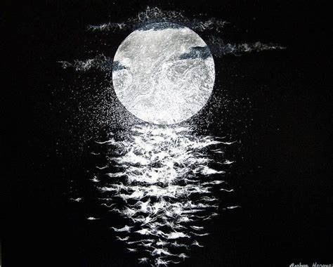 Moon Black Paper Moon Black Paper Drawing Moon Painting Tree