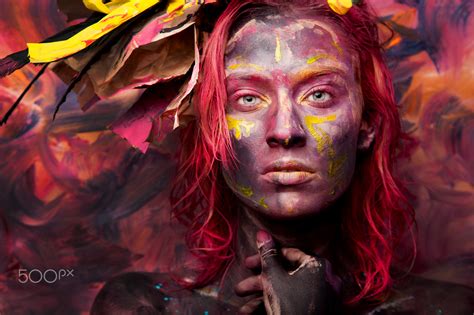 Wallpaper Dmitriy Sandratsky Makeup Colorful Redhead Face Women