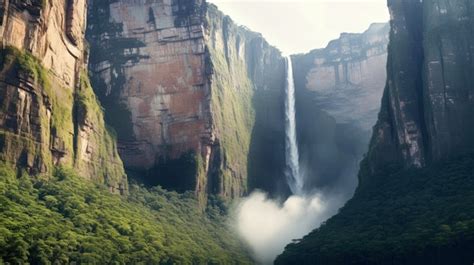 Premium Ai Image Angel Falls Venezuela World S Highest Waterfall Lush