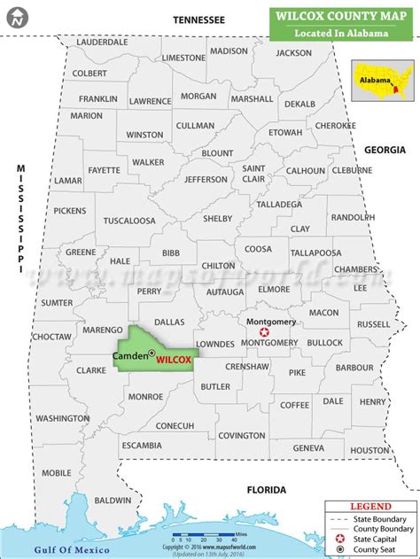 Wilcox County Map Alabama