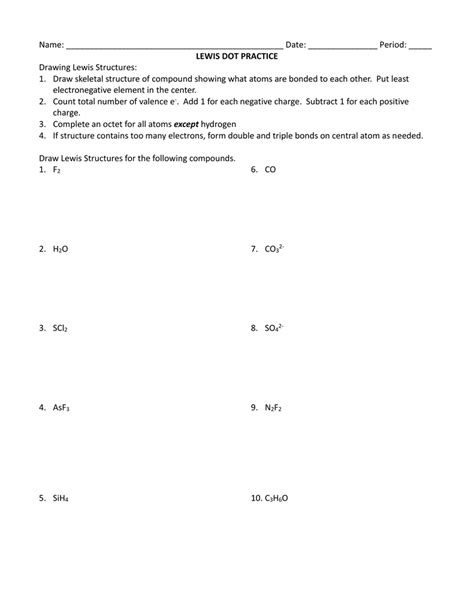 Lewis Structure Practice Worksheet