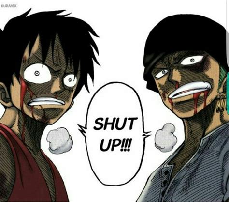 Shut Up Text Luffy Zoro Angry Manga One Piece Zoro One Piece
