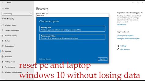 How To Reset Pc Windows 10 Without Losing Data Youtube