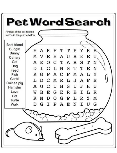 Pet Word Search Pdf Printable Childrens Word Search
