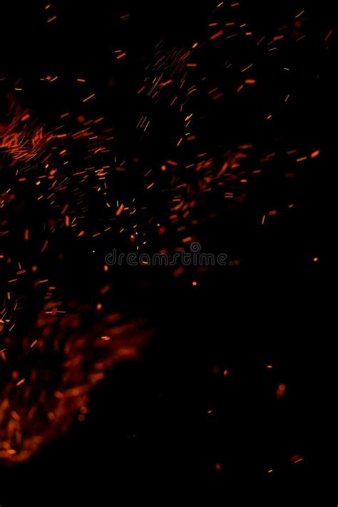 Flame Fire With Sparks On Black Background Stock Image Image Of