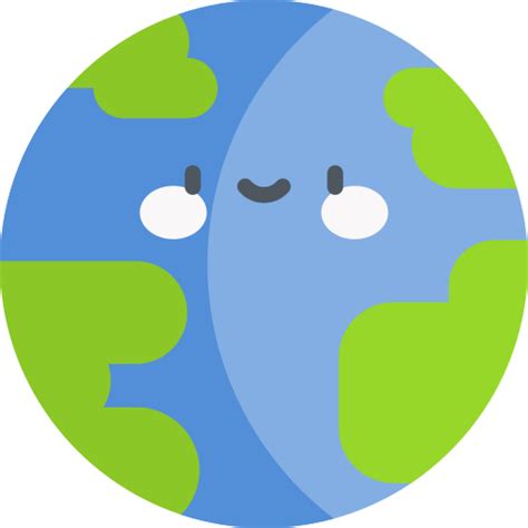 Planet Earth Kawaii Flat Icon