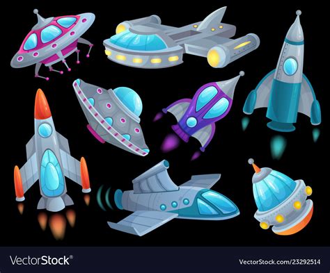 Cartoon Spaceship Vector Cartoon Spaceship Futuristic Space Rocket