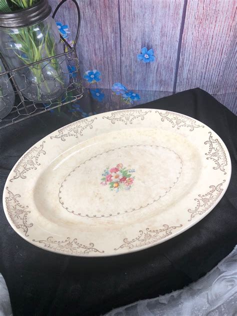 The Paden City Pottery Platter Plate Floral Pattern G 44 Made Etsy