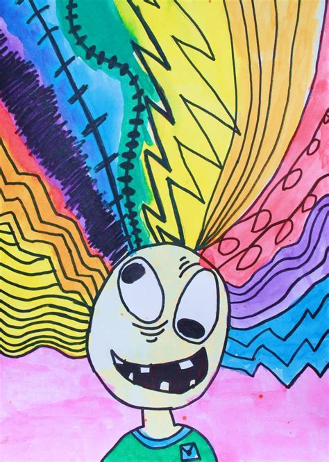 Bad Hair Day Drawing With Ink And Texta Kids Artwork Drawings Art