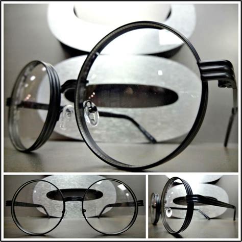 Herren Damen Vintage Retro Stil Klarglas Brillen Rund Schwarz Modisch