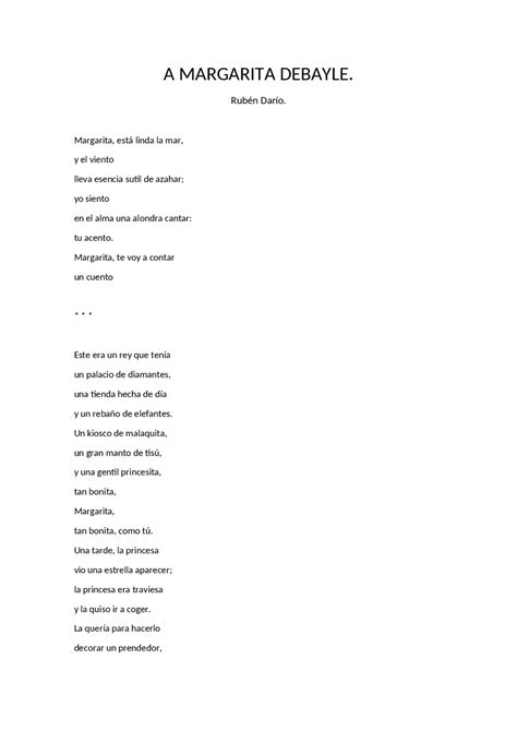 Poema A Margarita Debayle By Rubén Darío Docsity