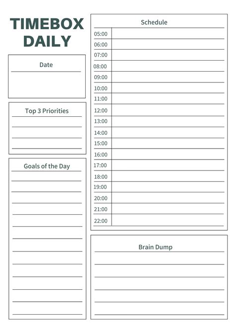 Time Box Planner Printable Pdf