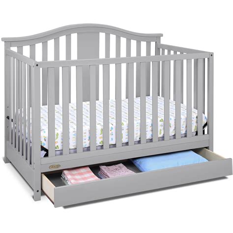 Graco Solano 4 In 1 Convertible Crib With Drawer Pebble Gray And Premium