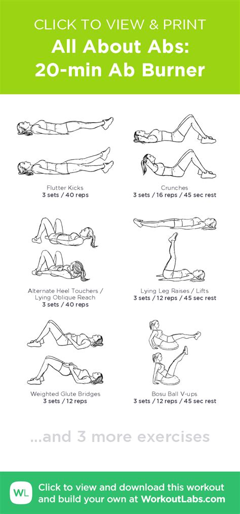 All About Abs 20 Min Ab Burner Click To View And Print This Free Printable Gym Workout