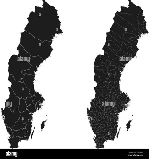sweden vector maps with administrative regions municipalities departments borders stock