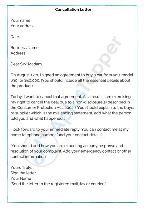 Sample Cancellation Letters Format Examples And How To Write