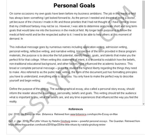Personal Goals Essay Example For Free 1094 Words