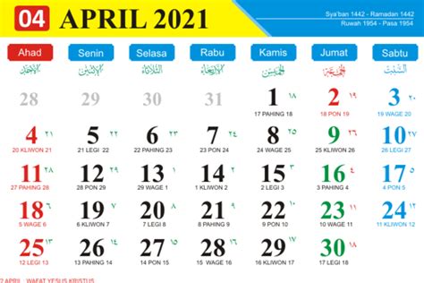 Kalender Jawa 2021 April Dan Hari Buruk Yang Harus Dihindari
