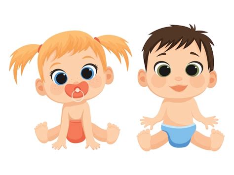 Crianças Dos Desenhos Animados Ilustração De Bebês Fofos Menino E