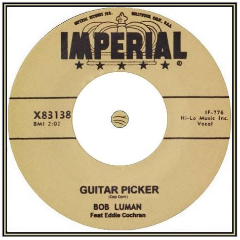 Bob Luman Guitar Picker Record Label Music Record 50s Vintage