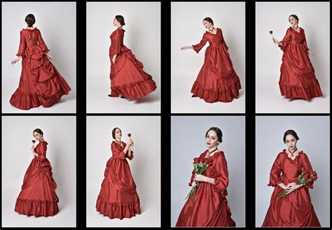Artstation X160 Red Victorian Gown Pose Reference Pack Resources
