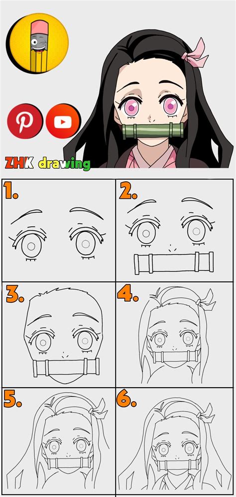 Nezuko Easy Drawing Anime Drawings For Beginners Easy Drawings Manga Drawing Tutorials