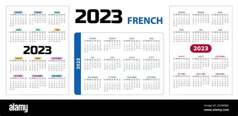 Pocket Calendar On 2023 Year French Set Vertical And Horizontal Week
