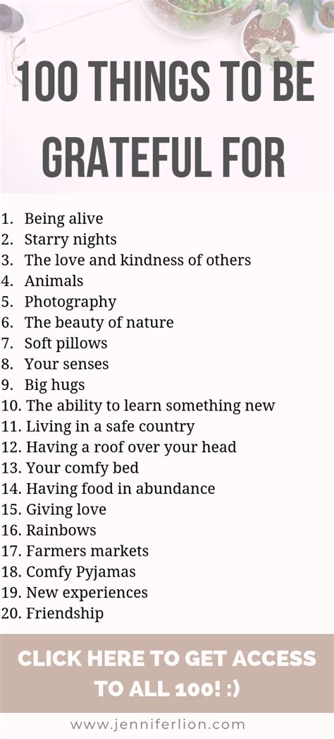 100 Things To Be Grateful For Gratitude Quotes Gratitude Quotes