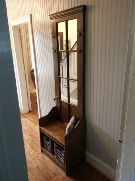 Hall Tree Made From An Old Door Perfect Includes A Mirror Entry